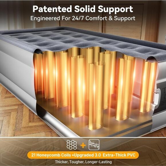 Twin Air Mattress with Built in Pump, Inflates 2 Minutes 18” Raised, 330LB Max - Picture 3 of 7